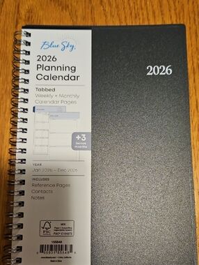 Blue Sky Spiral-Bound 2026 Planner in Black